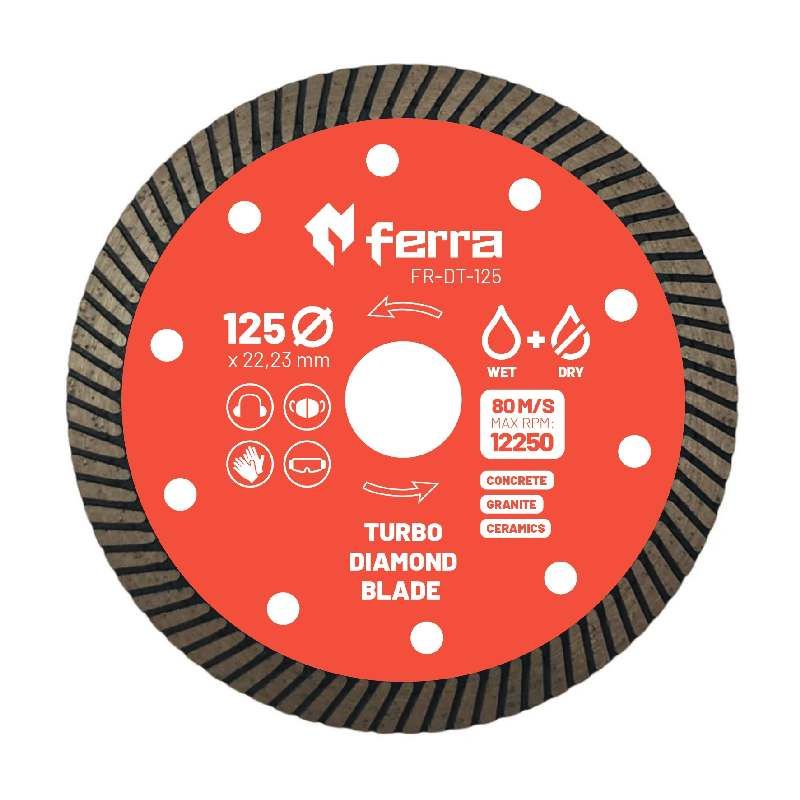 Алмазный диск Ferra Turbo для сухой и мокрой резки 125 мм
