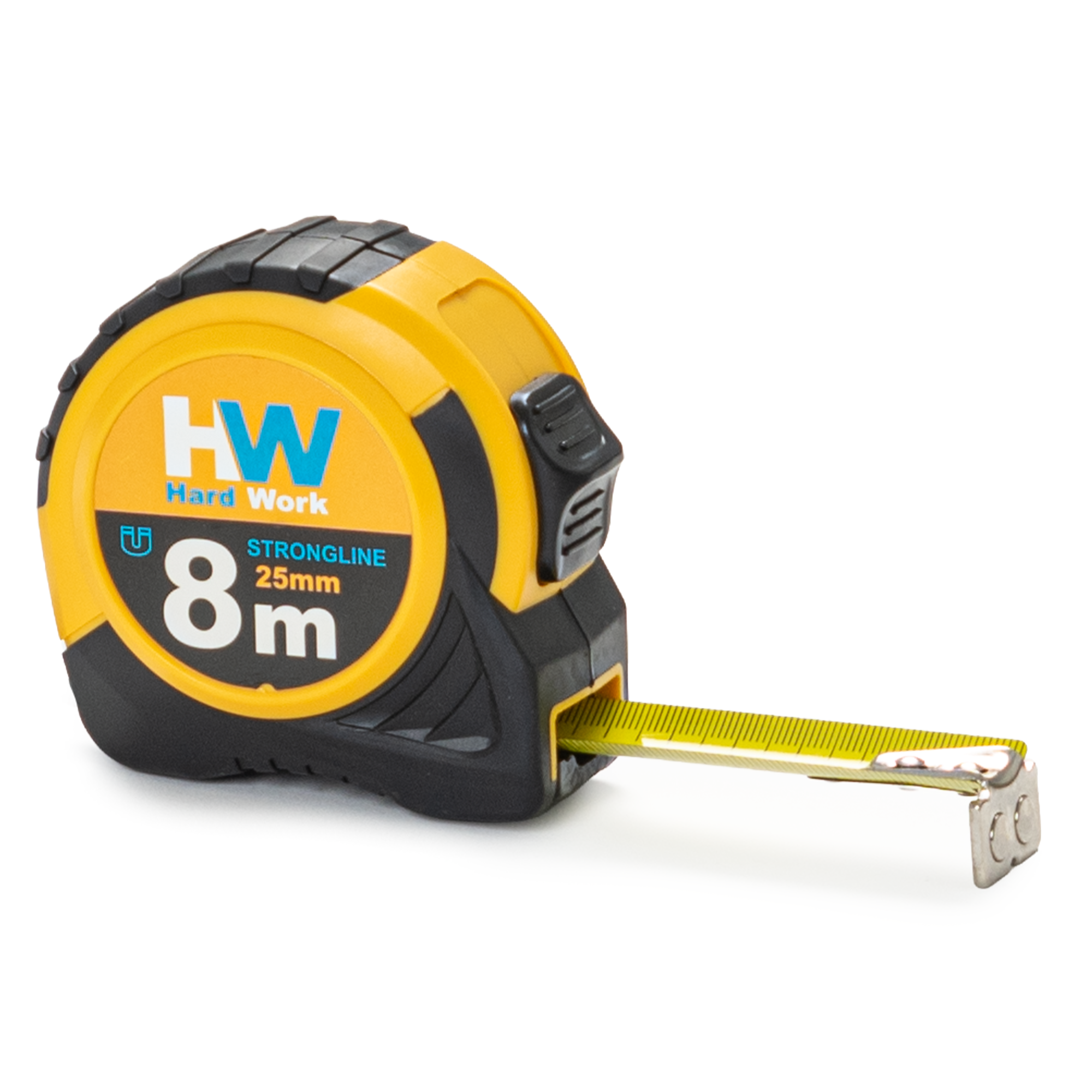 Рулетка Hard Work Strongline с магнитом, 8 м × 25 мм
