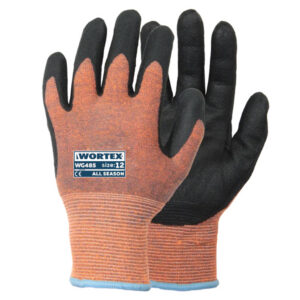 Рабочие перчатки WORTEX WG485 с нитриловым покрытием чёрные/оранжевые