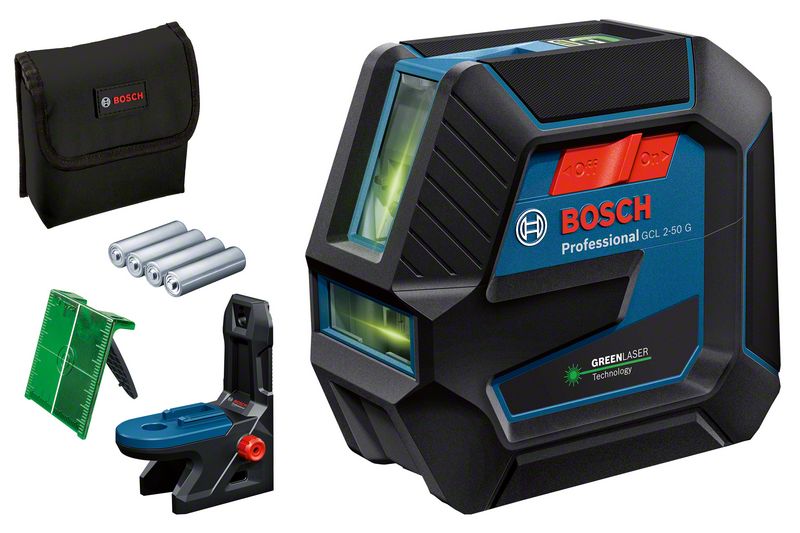 Punkti- ja joonlaser Bosch GCL 2-50 G + RM10 + 4x patarei (AA)