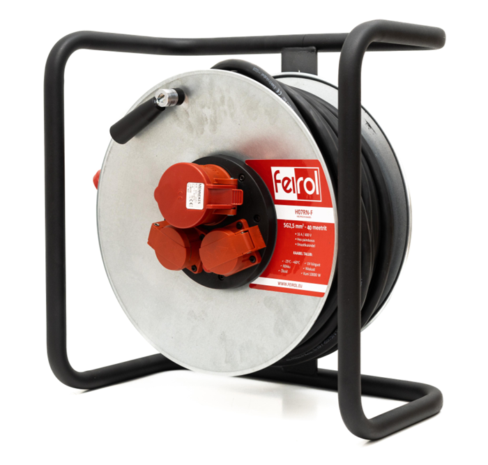 Металлический кабельный барабан 400 В HO7RN-F5G 2,5–40 м 2x 230 В и 1x 400 В