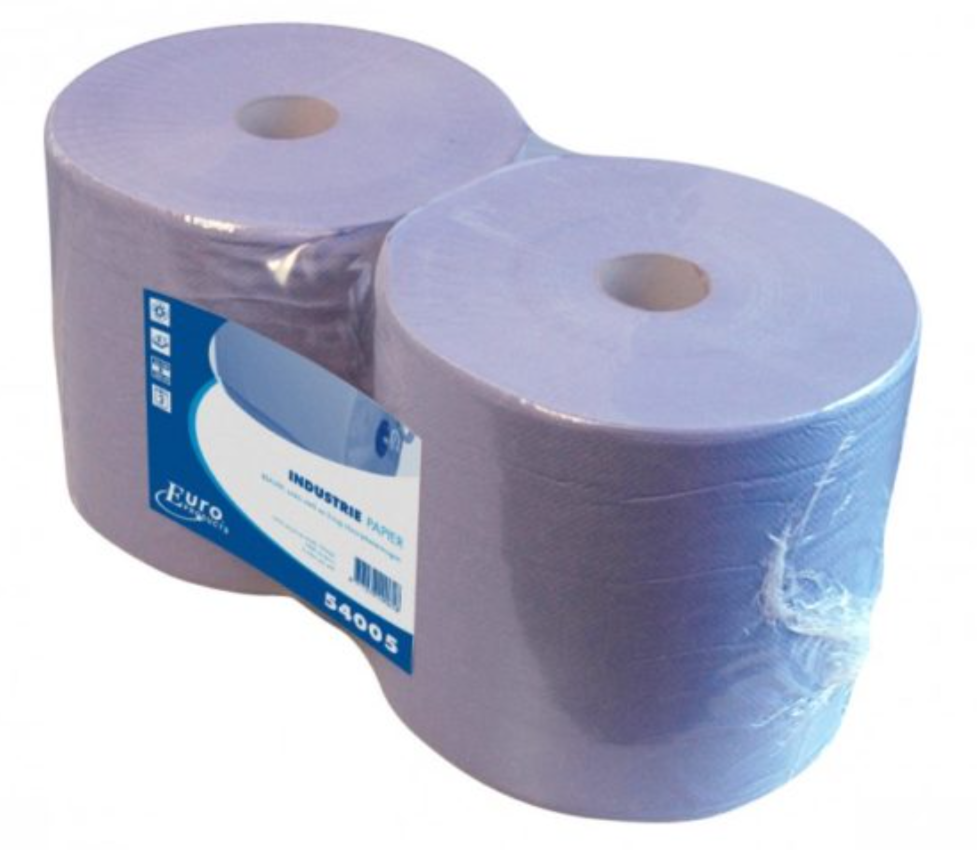 Полотенце еврорулонное, синее смешанное волокно 380м, двойное шириной 26см