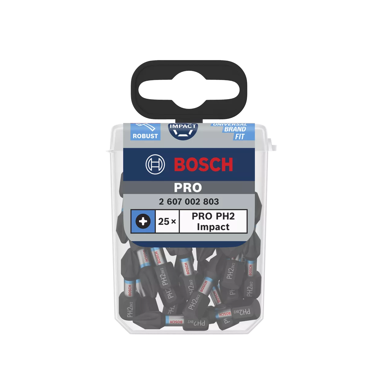 Ударопрочная бита для отвертки Bosch Impact, 25 мм - PH2 (25шт/коробка)