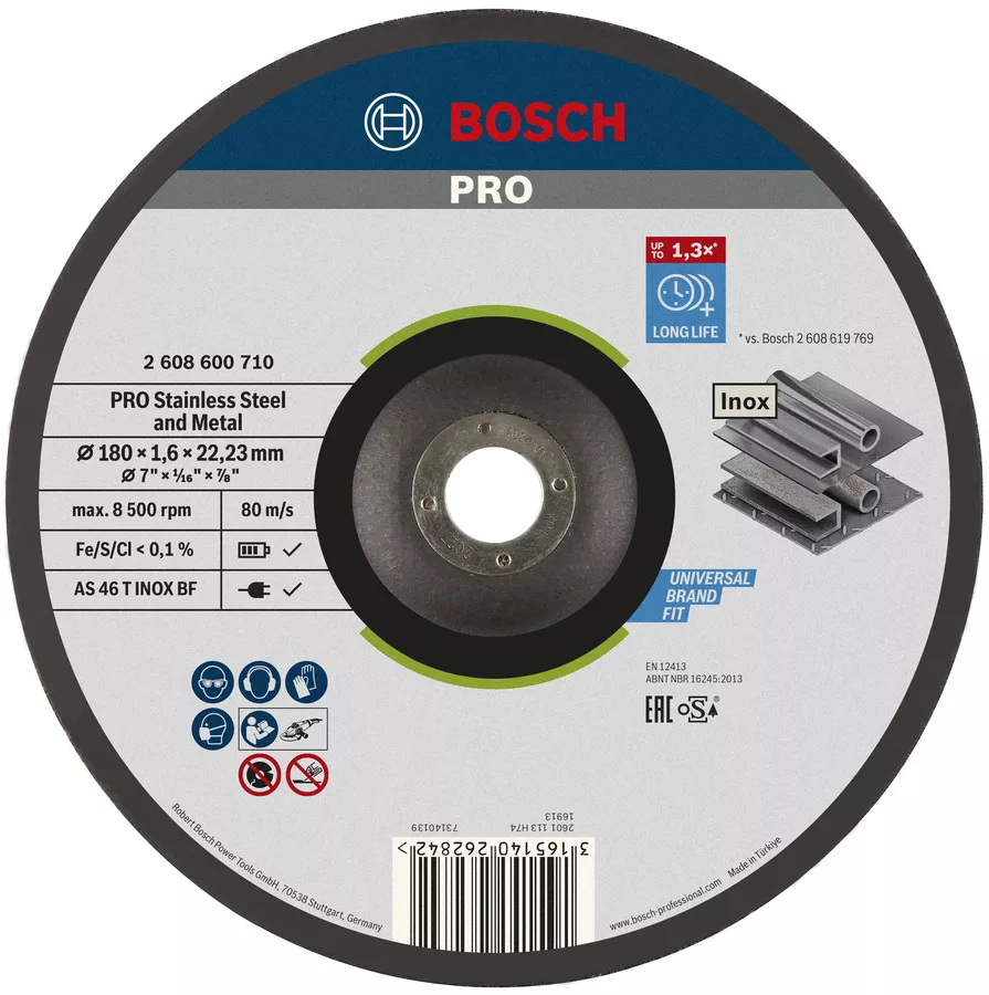 Metalliloikeketas Bosch Rapido 180x22,2x1,6 мм, INOX