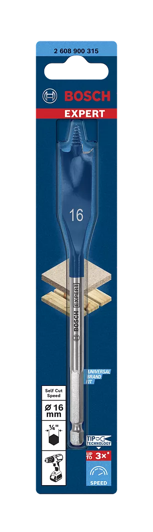 Плоская дрель по дереву Bosch Expert с центрирующим сверлом, 16x152 мм