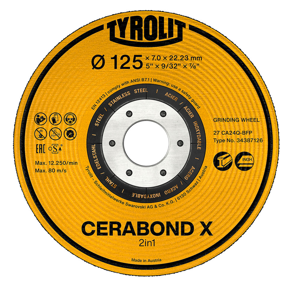Tyrolit Lihvketas Cerabond **** 125x7,0x22,23 CA24 Q BFP 2в1