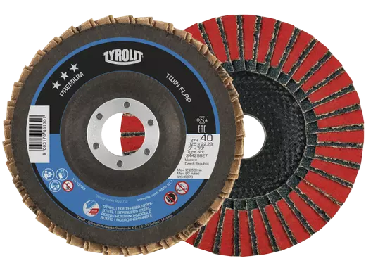 ТОП 1! Ламели Tyrolit 27A*** TWIN FLAP 125 x 22,2 ZA/CA - 040 INOX + STEEL PREMIUM***