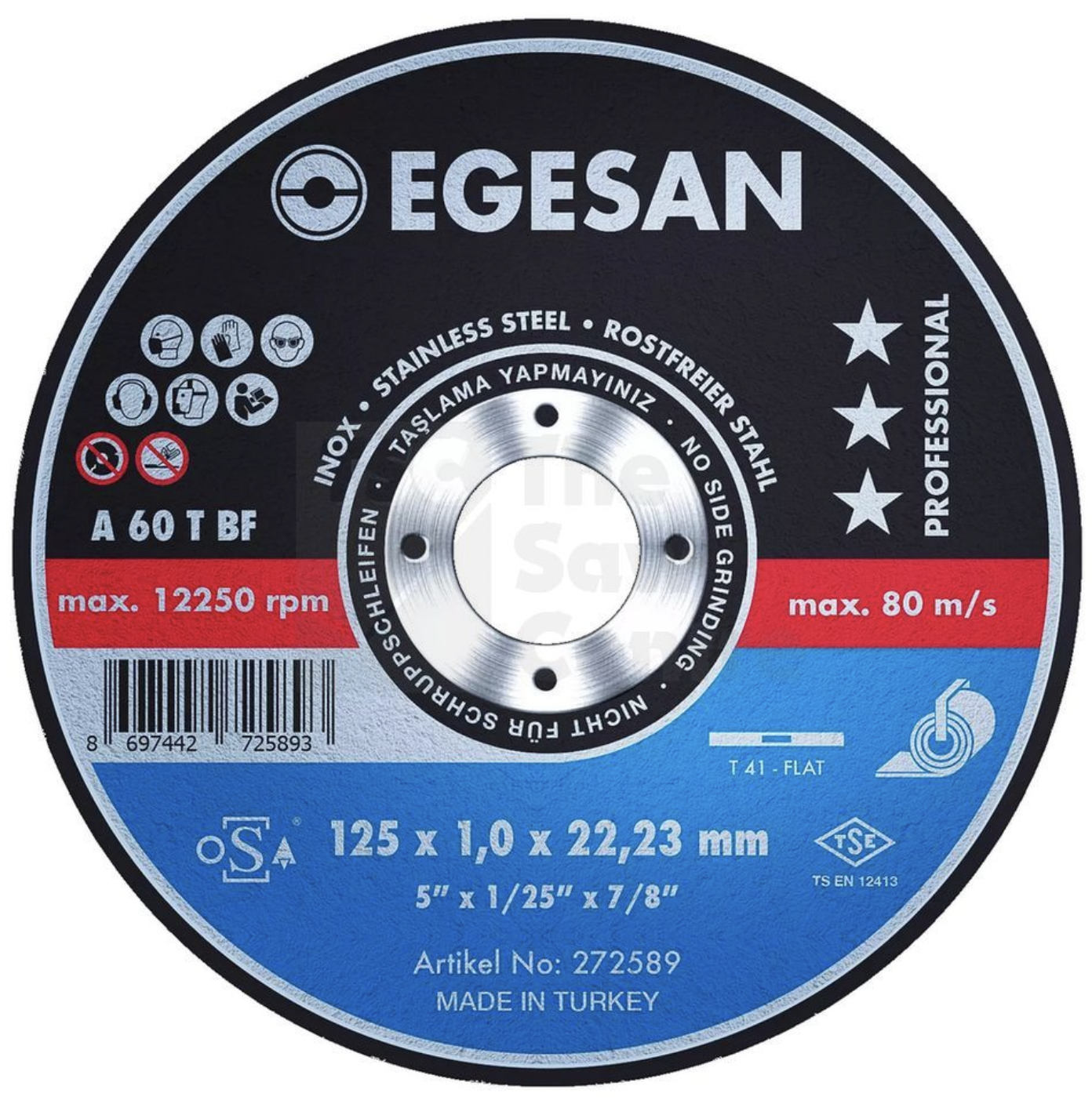 Egesan 41 metalliloikeketas 125x1,0 мм 22,23 INOX A60 TBF