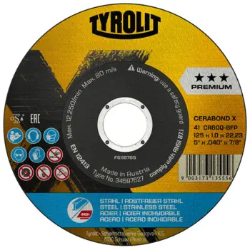 ТОП 1! Tyrolit lõikeketas Cerabond **** 125x 1,0x 22,23 CA 60 Q- BFPX 2в1