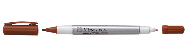 Качественный маркер Identi-Pen с 2 наконечниками 0,4мм и 1,0мм D, коричневый