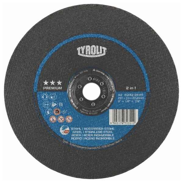 Диск Tyrolit 2в1 по металлу отрезной и шлифовальный*** 230x4,0x22,2 A30Q-BFX