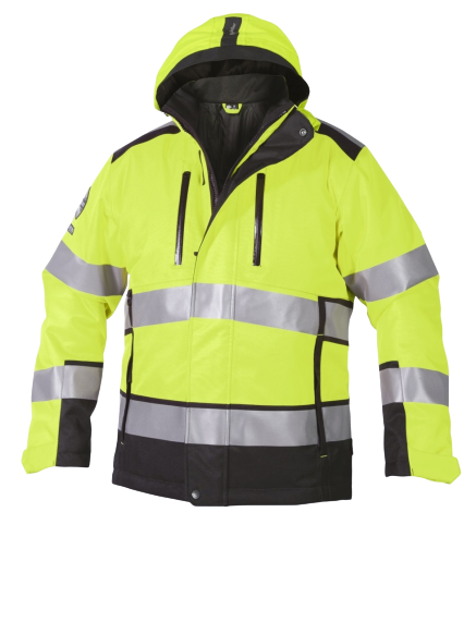 Björnkläder talvejope kapuutsiga, kollane/must