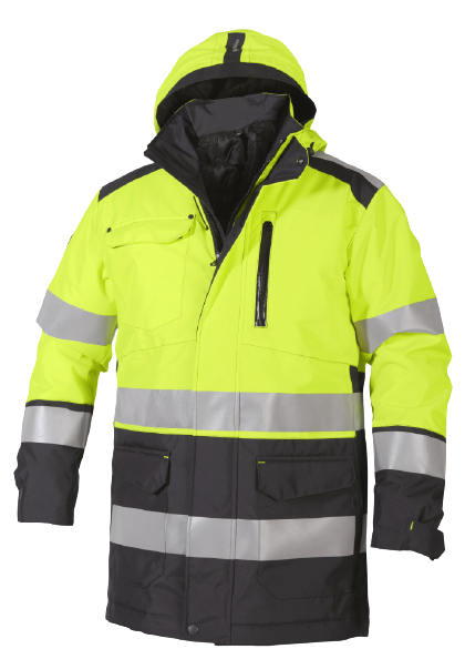 Björnkläder talveparka kapuutsiga, kollane/must