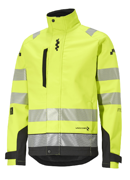 Univern softshell jakk, klass 3, kollane/must