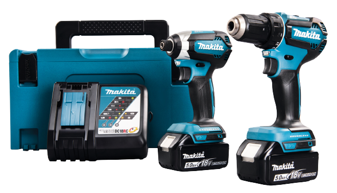Combokit Makita DLX2289TJ (DDF485, DTD153) + 2x5.0Ah 18V akut ja akulaadija