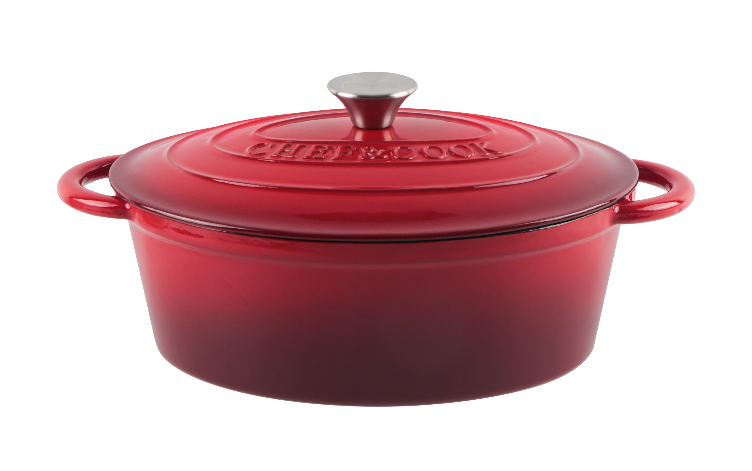Кастрюля чугунная овальная Chef & Cook с крышкой 4,2 л.