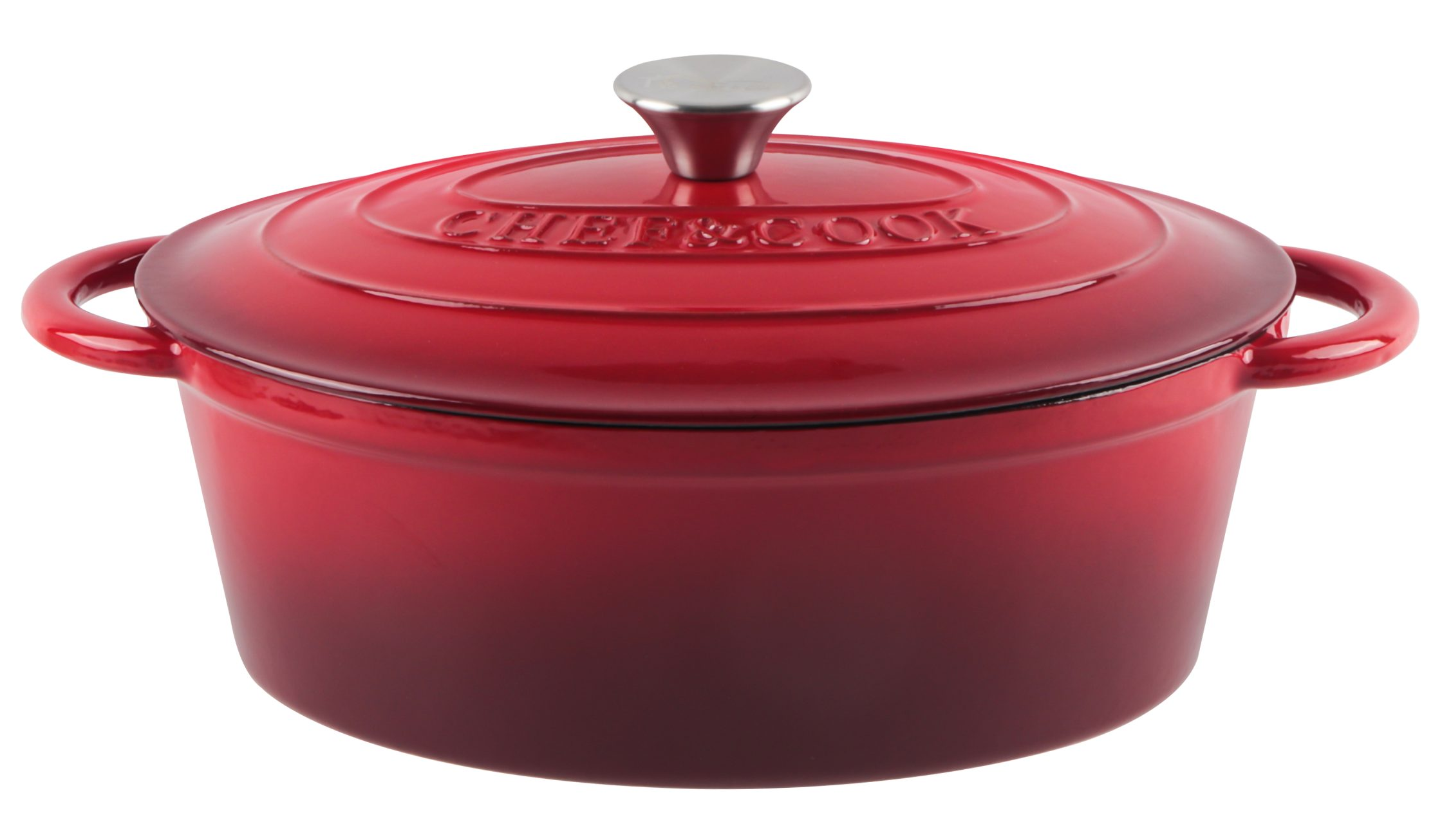 Кастрюля чугунная овальная Chef & Cook с крышкой, 6,2 л.