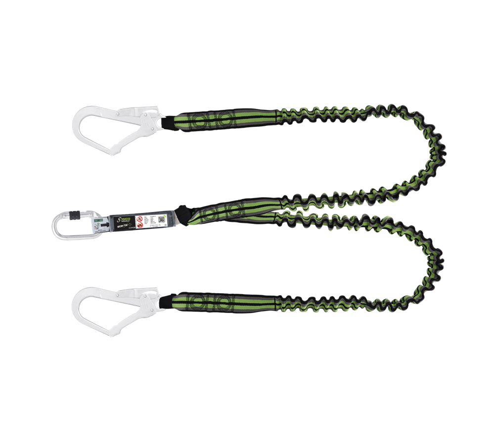 Kratos Hope 2-х зубчатый эластичный страховочный трос с большими карабинами 1,5м