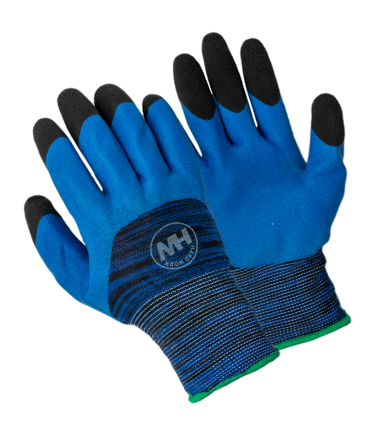 Перчатки Hard Work Carter с двойным латексным покрытием 1/2, синий/черный