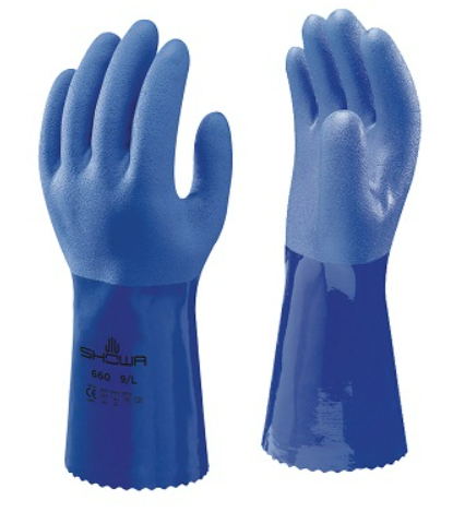 SHOWA 660 рабочие перчатки из ПВХ с удлиненными рукавами, синие